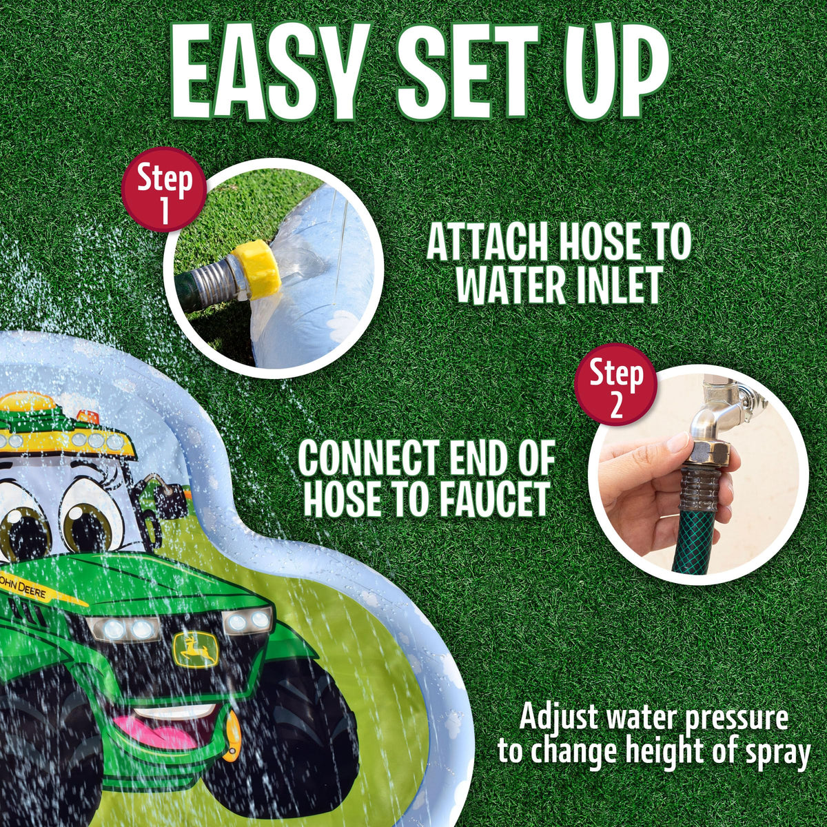 John Deere splash pad tractor design adds kid-friendly charm to water fun