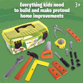 John Deere tool box with snap latches shows easy storage and portability