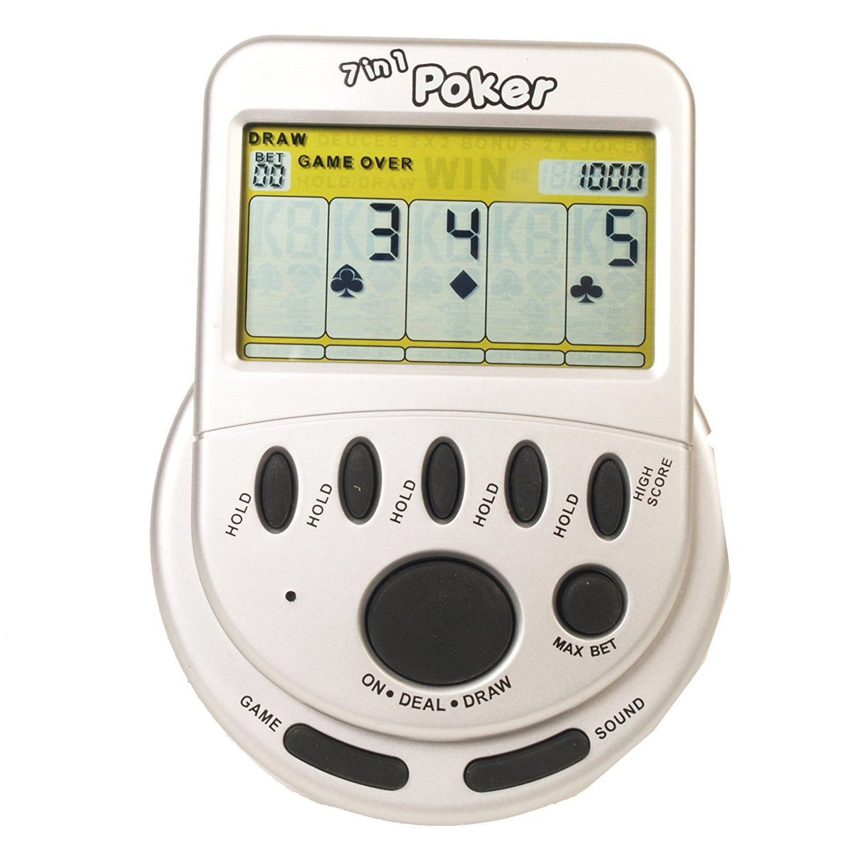 John N. Hansen Mega Screen 7-in-1 Poker handheld with large screen, easy viewing on the go.