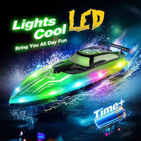 JOI MEW RC boat with 24GHz remote control for precise racing.