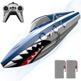 JOI MEW Shark RC Boat with open-mouth hull for thrilling pool racing.