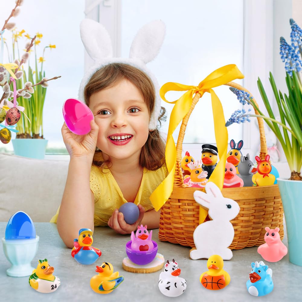 JOICEE Easter eggs and ducks inspire decorative displays for shelves and baskets.