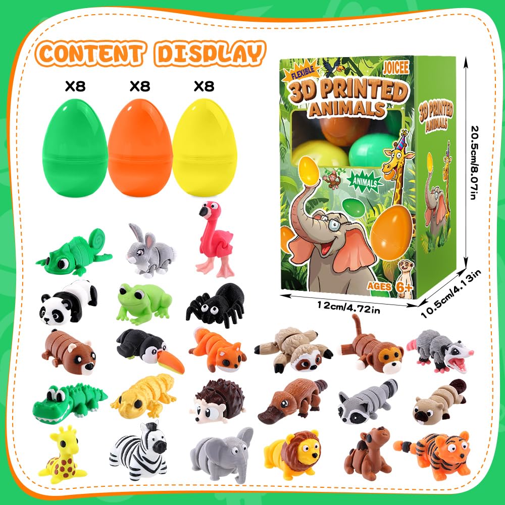 JOICEE jungle animal figures inside eggs provide colorful play options