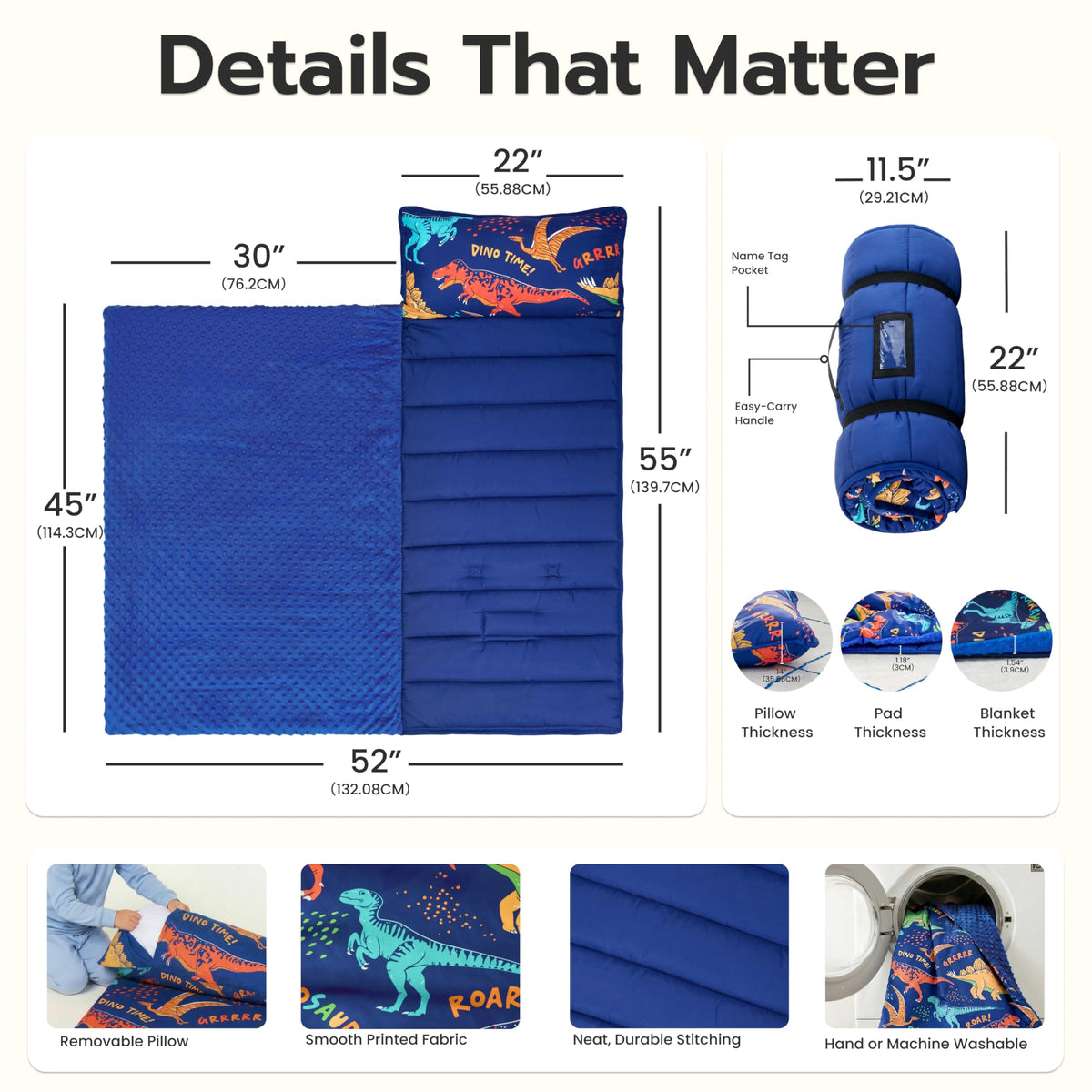 Joiedomi nap mat is machine washable for easy cleaning.