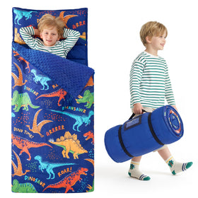 Joiedomi toddler nap mat rolled with handle for easy transport.
