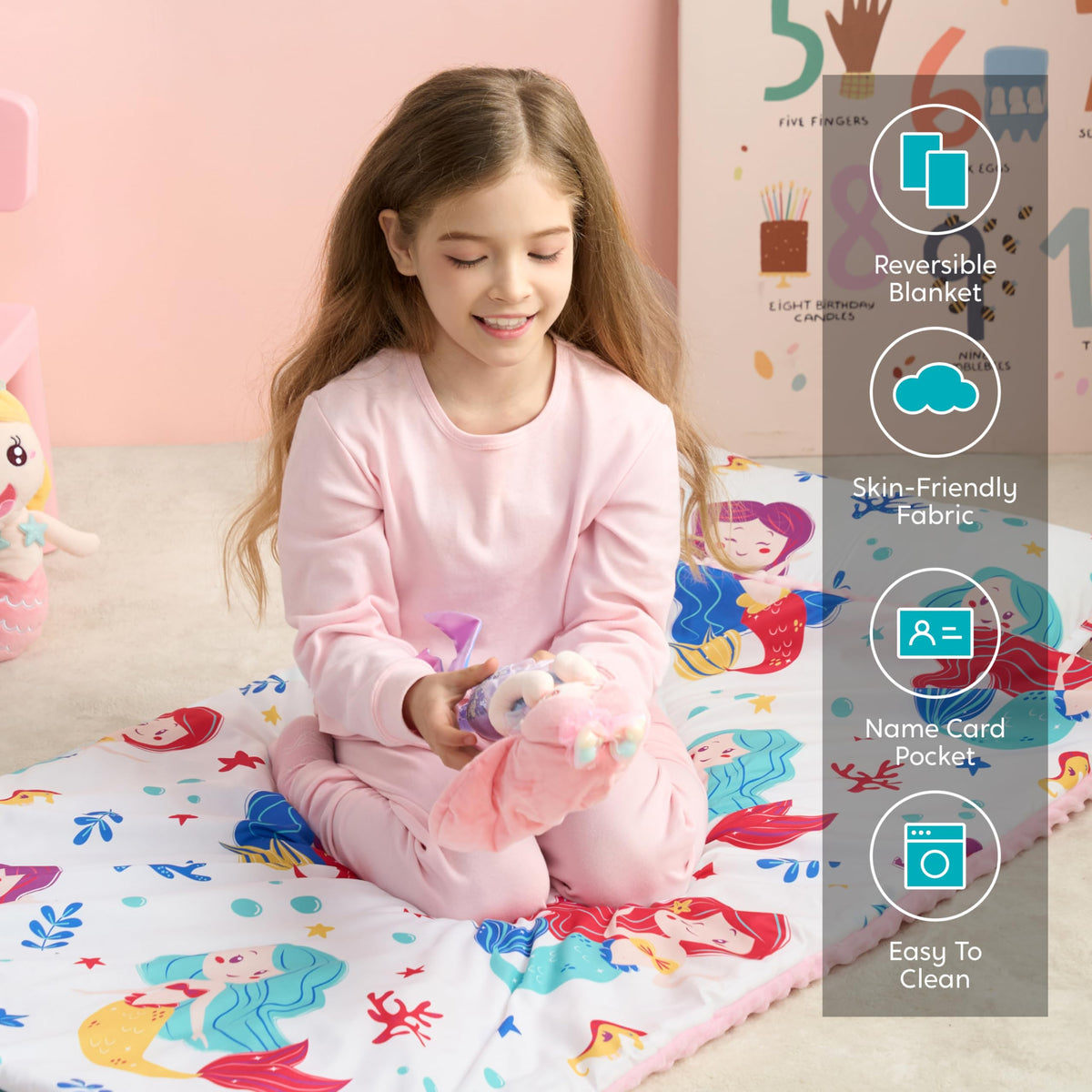 Joiedomi Toddler Nap Mat roll-up design with handle for easy transport