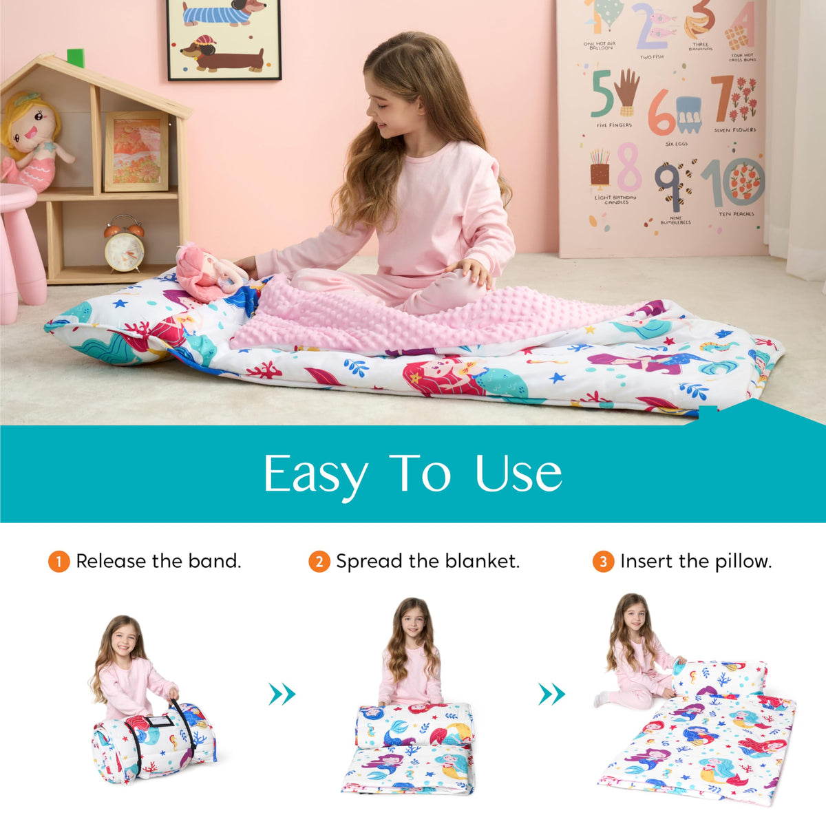Joiedomi Toddler Nap Mat transparent name pocket for quick labeling
