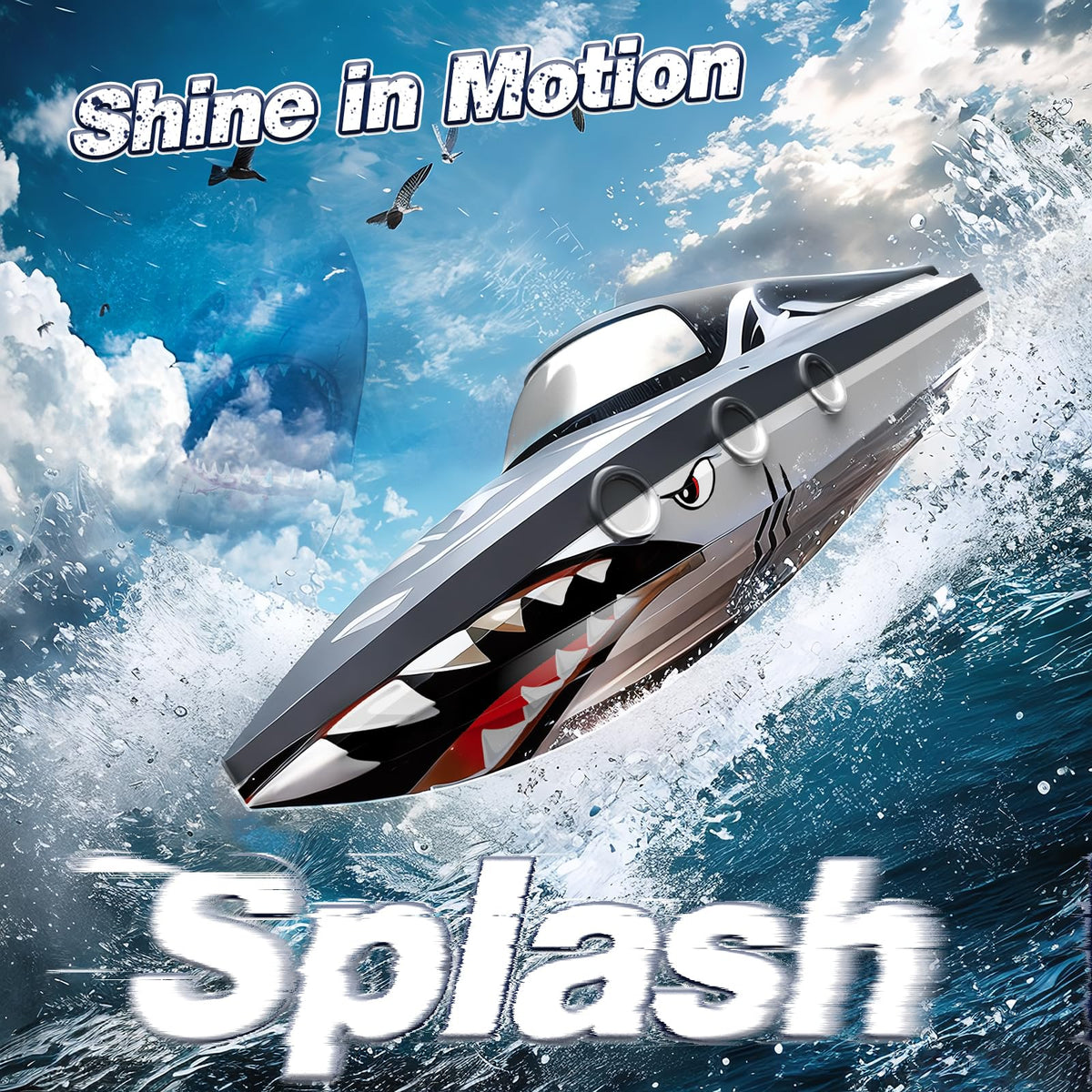 JOI MEW Shark RC Boat with two batteries supports extended play sessions
