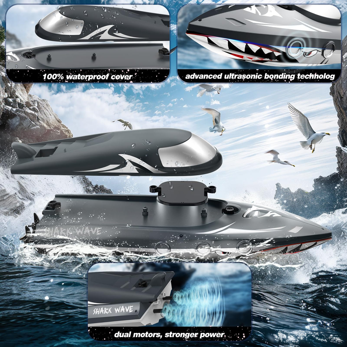 JOI MEW Shark RC Boat ideal for pool and lake competitions with friends