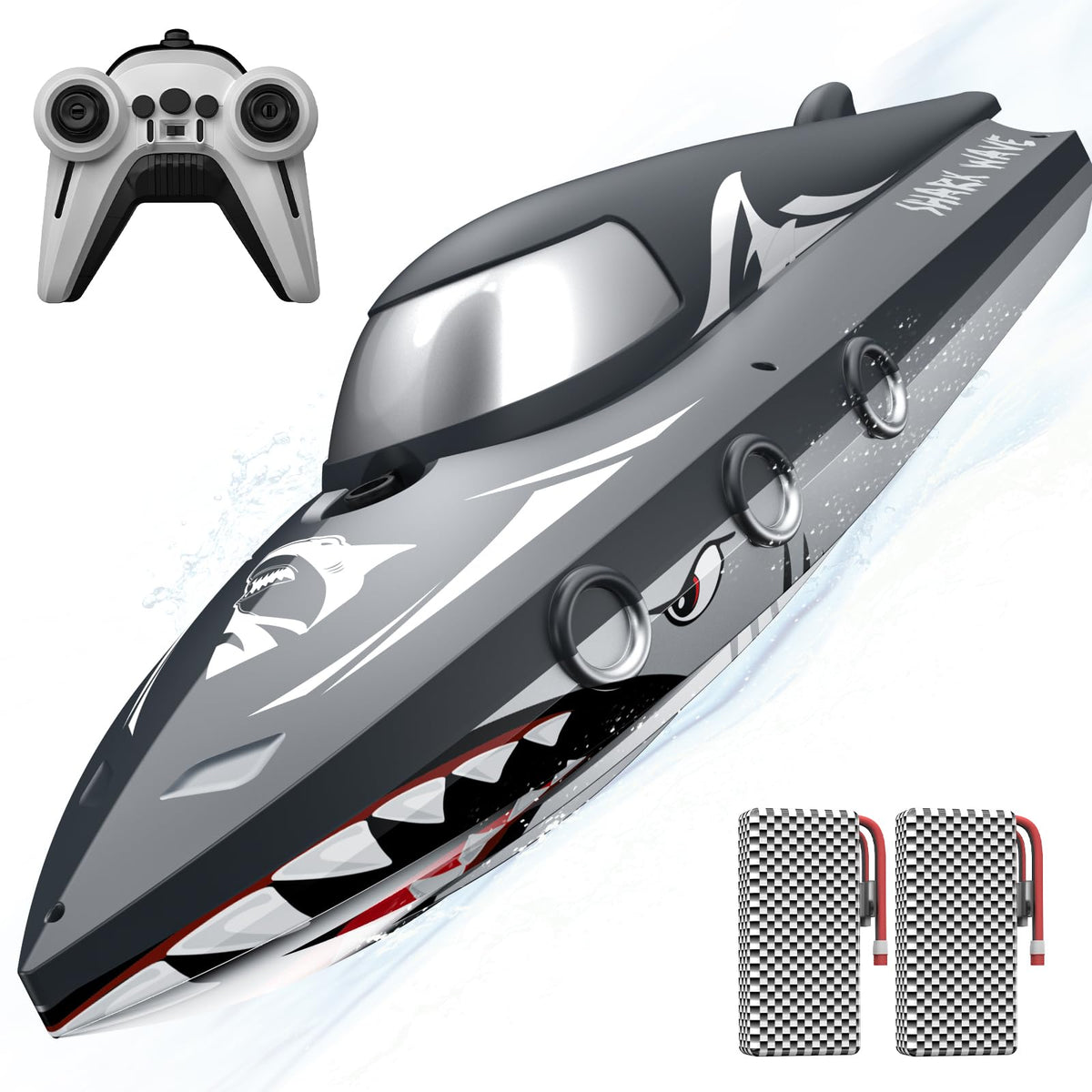 JOI MEW Shark RC Boat open-mouth hull for lifelike water play and high visibility on water