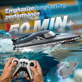 JOI MEW Shark RC Boat water-sensing start prevents land launches and protects hands