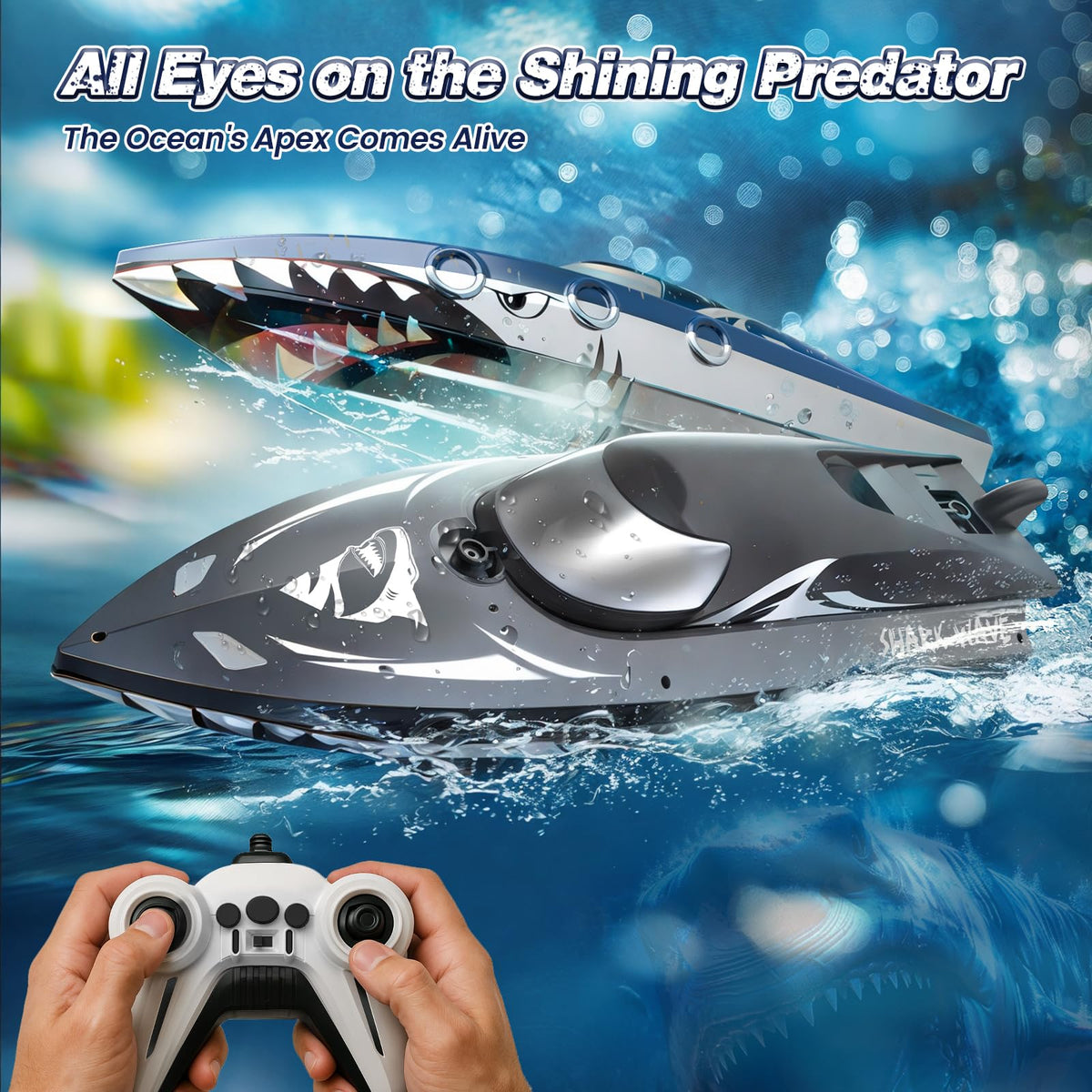 JOI MEW Shark RC Boat waterproof hull protects electronics during pool and lake runs