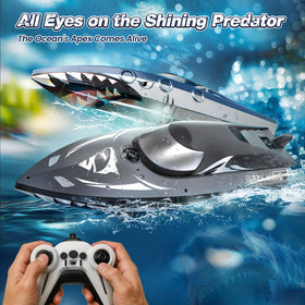 JOI MEW Shark RC Boat waterproof hull protects electronics during pool and lake runs