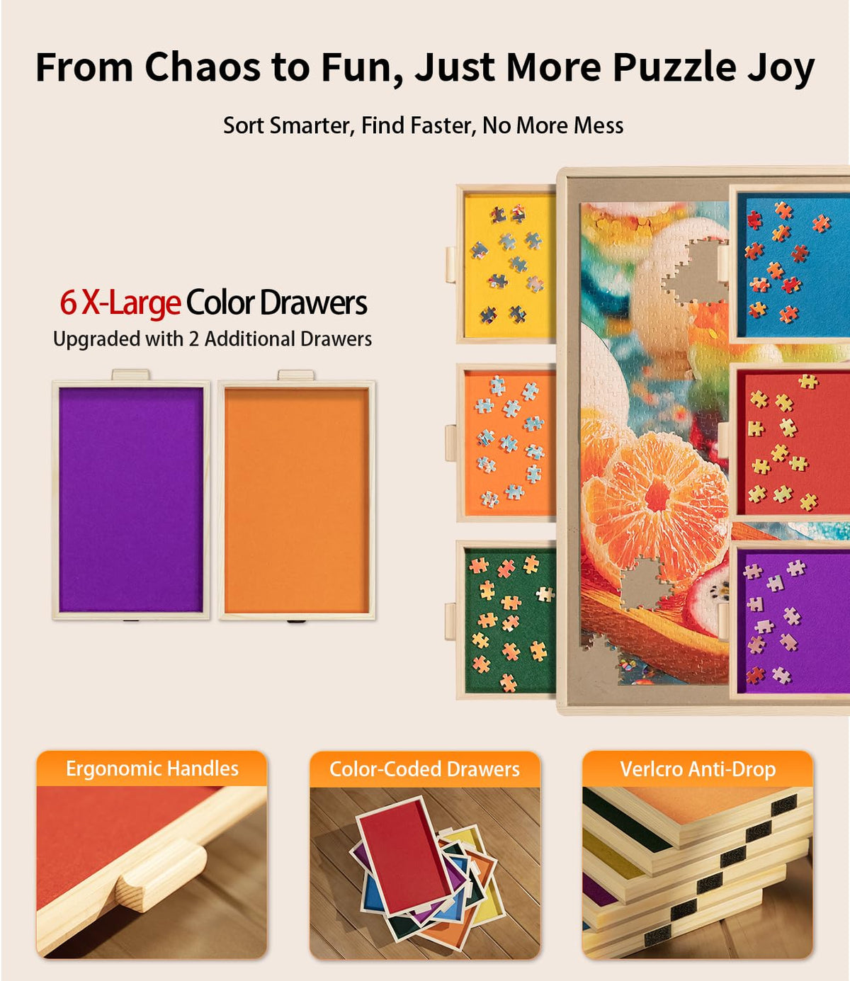 Join&Joy 360-degree Lazy Susan for easy access to puzzle pieces