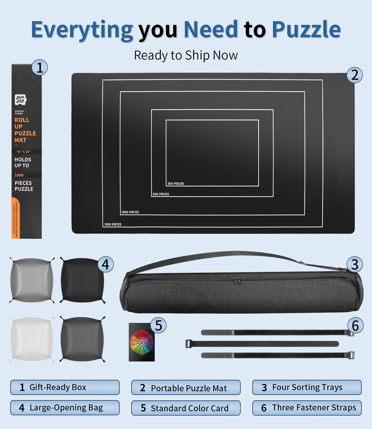 Join&Joy puzzle mat grid lines guide accurate piece layout for 300–1500 pieces.