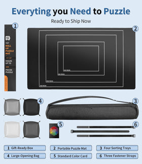 Join&Joy puzzle mat grid lines guide accurate piece layout for 300–1500 pieces.