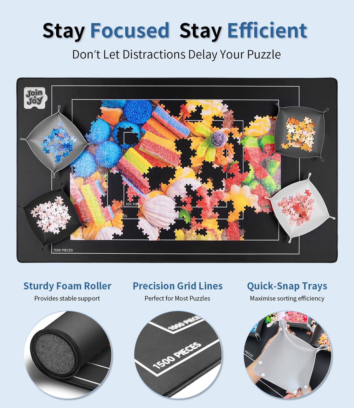 Join&Joy puzzle mat stored in waterproof bag for easy travel.