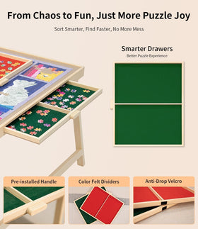 JOIN&JOY drawers keep pieces and tools neatly within reach.