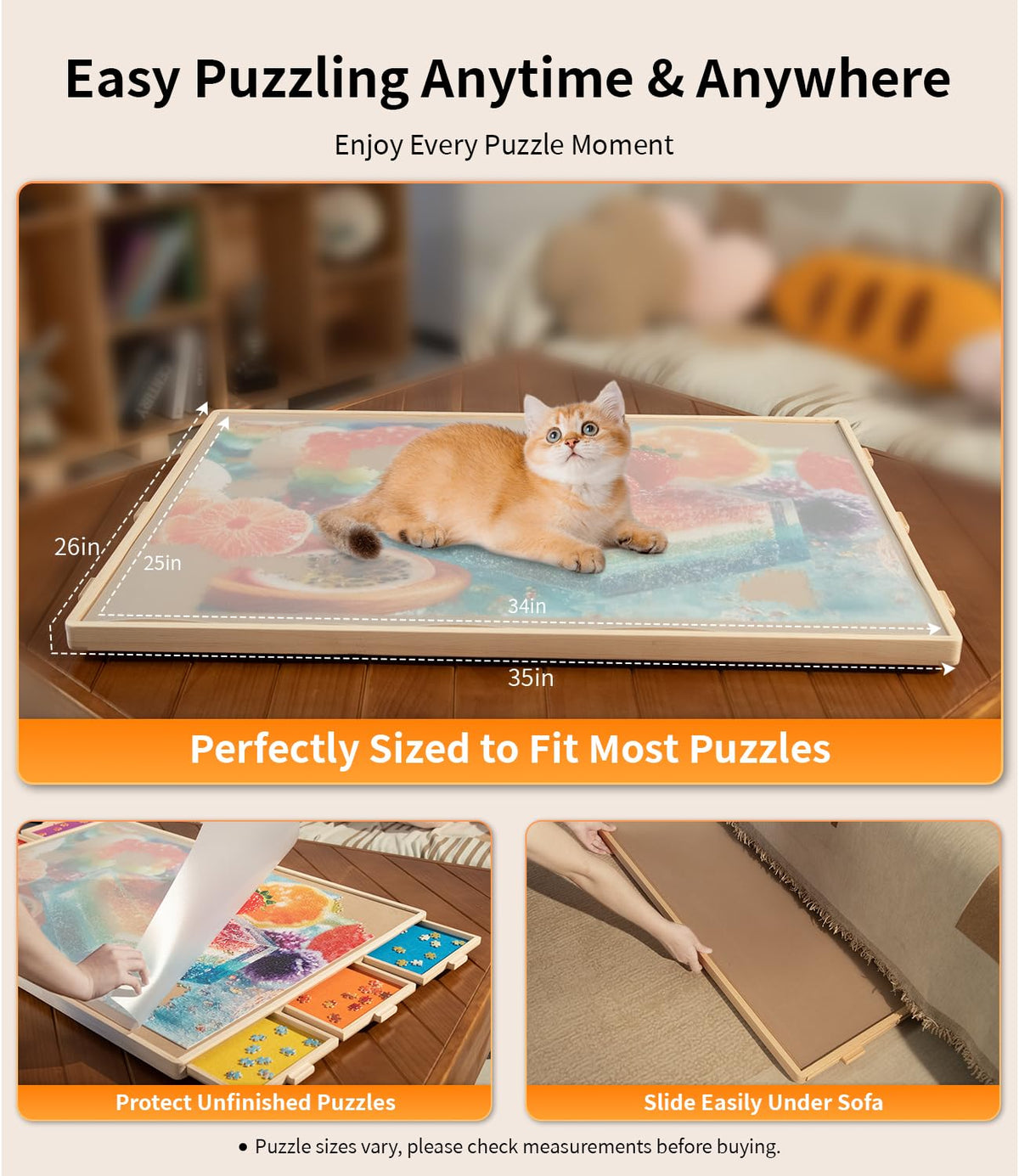 Join&Joy under-sofa storage keeps puzzle pieces neatly tucked away