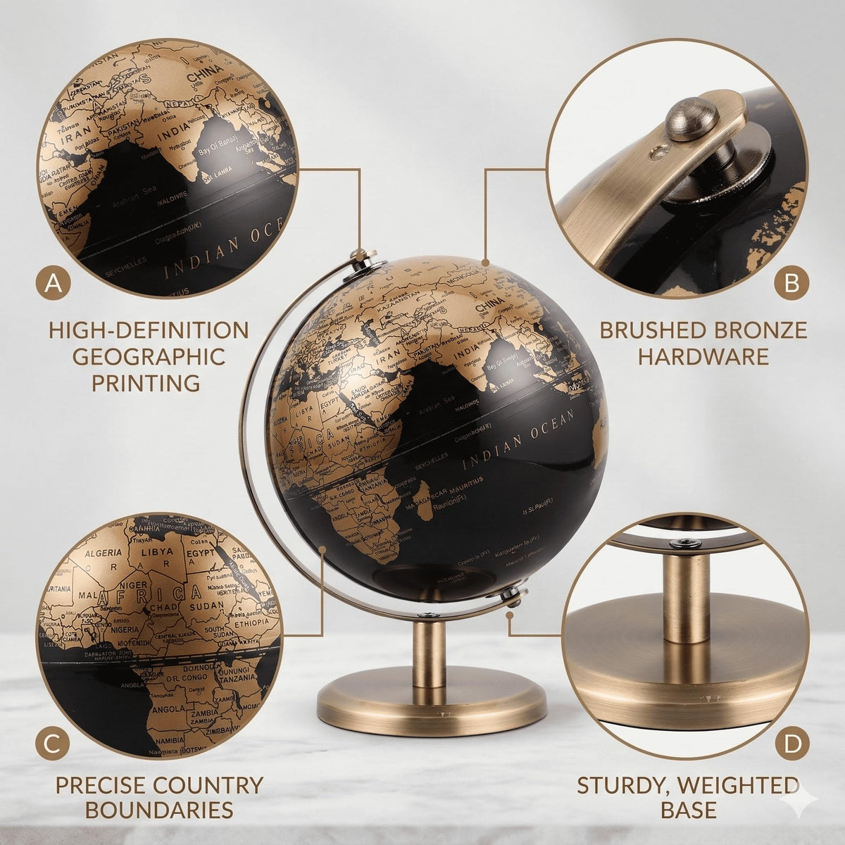 JOINPAYA 6inch globe sits compactly on a desk for easy reference.