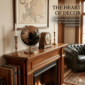 JOINPAYA globe with antique bronze stand detail highlights craftsmanship.