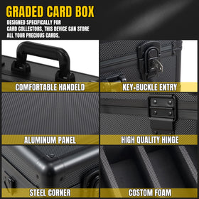 JOJOUP adjustable sponge partitions accommodate 3x4 toploader cards and slabs.