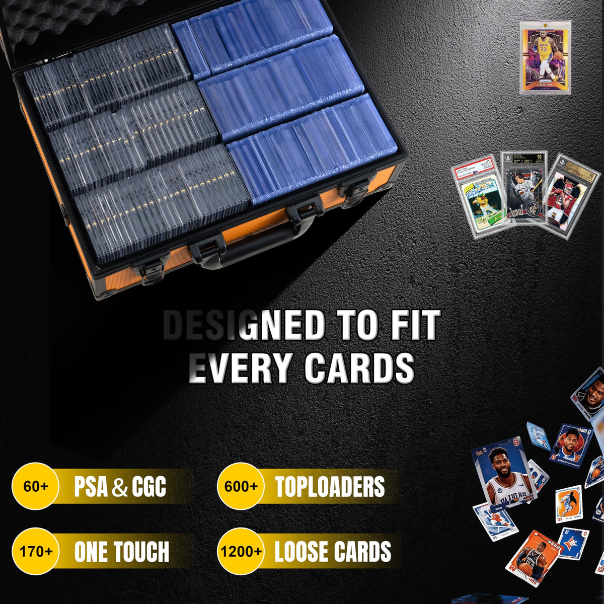 Velvet-lined interior protects cards from scratches and dust.