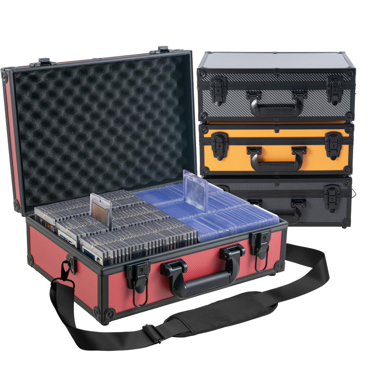 JOJOUP Toploader storage box red front view for easy access.