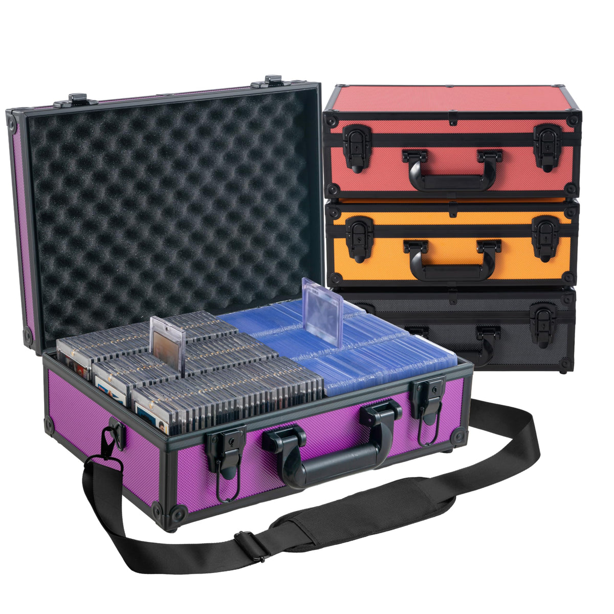 JOJOUP Toploader Storage Box front view showing massive capacity for hundreds of toploaders