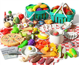 JOKERKING 150pc kitchen playset with varied pieces for imaginative pretend cooking.