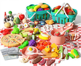 JOKERKING 150-piece kitchen playset in pink promotes imaginative cooking play.