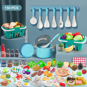 JOKERKING turquoise pretend food set with fruits and veggies for creative meals