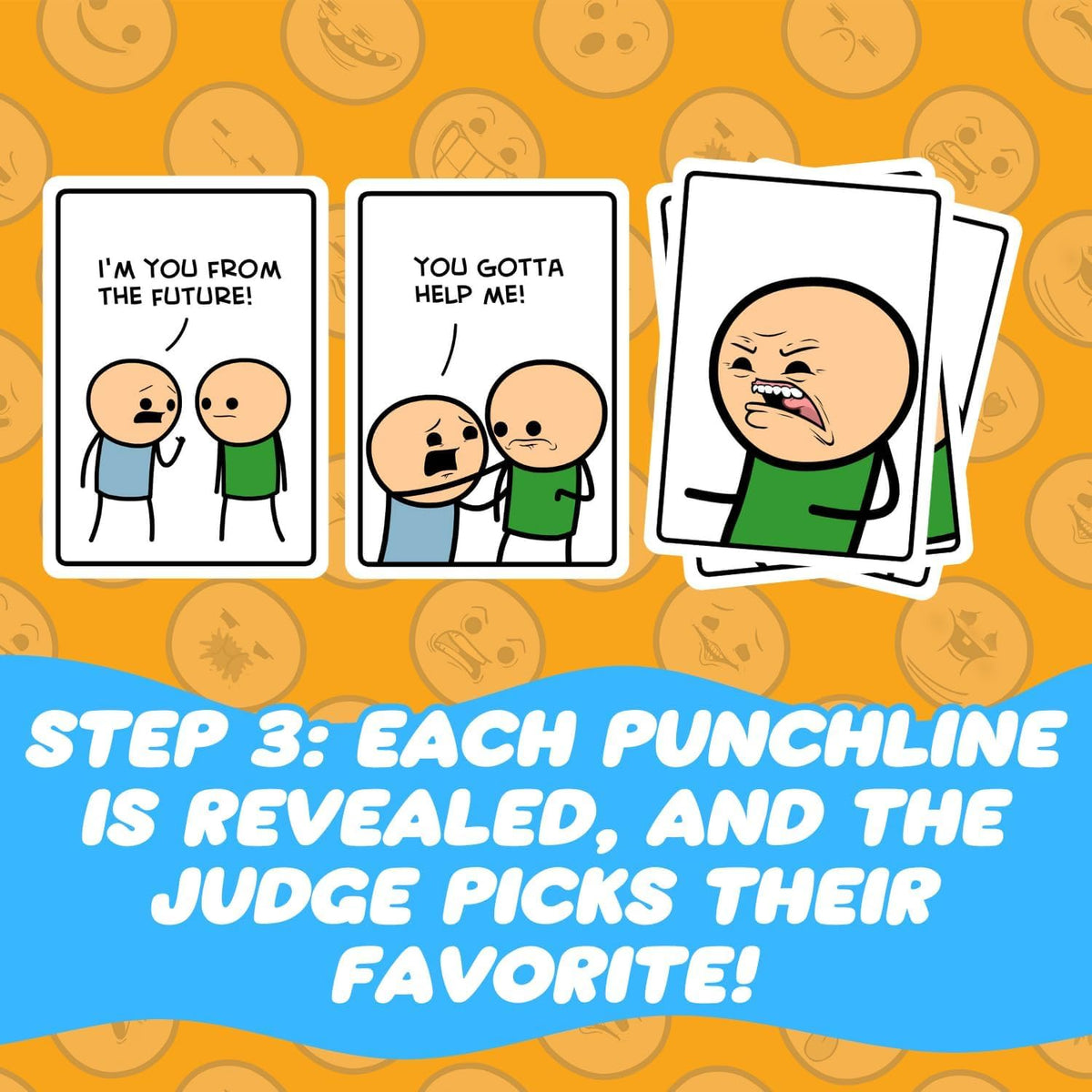 Joking Hazard game artwork and card backs showcase distinctive visual style