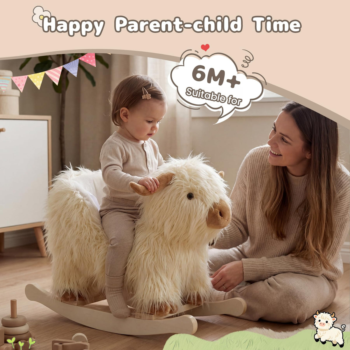 JOLIE VALLÉE TOYS & HOME sturdy design supports up to 150 lbs during active rocking