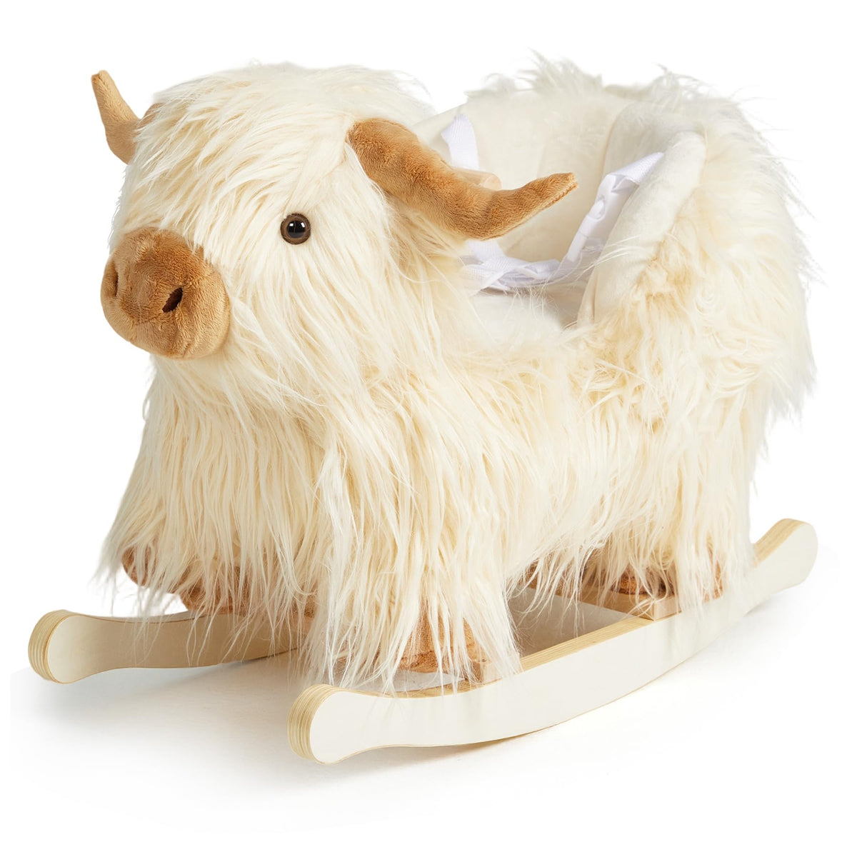 JOLIE VALLÉE TOYS & HOME baby rocking horse Highlander cattle front view supports balance during play