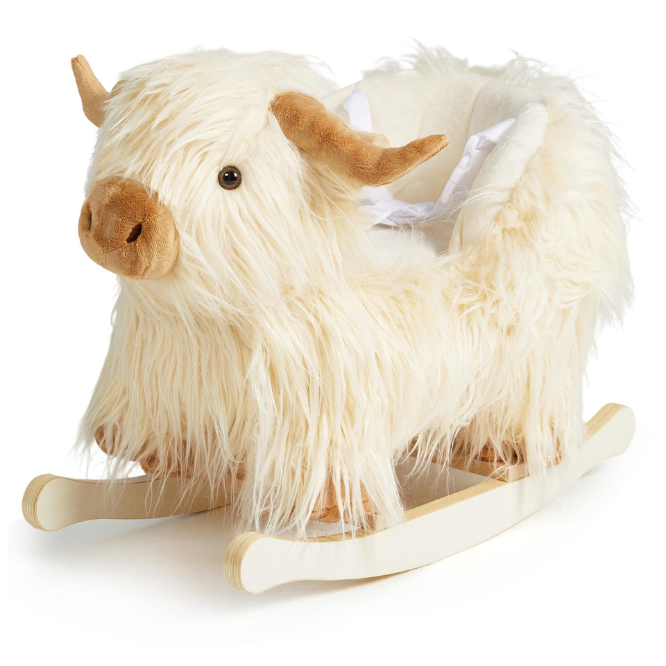 JOLIE VALLÉE TOYS & HOME baby rocking horse Highlander cattle front view supports balance during play