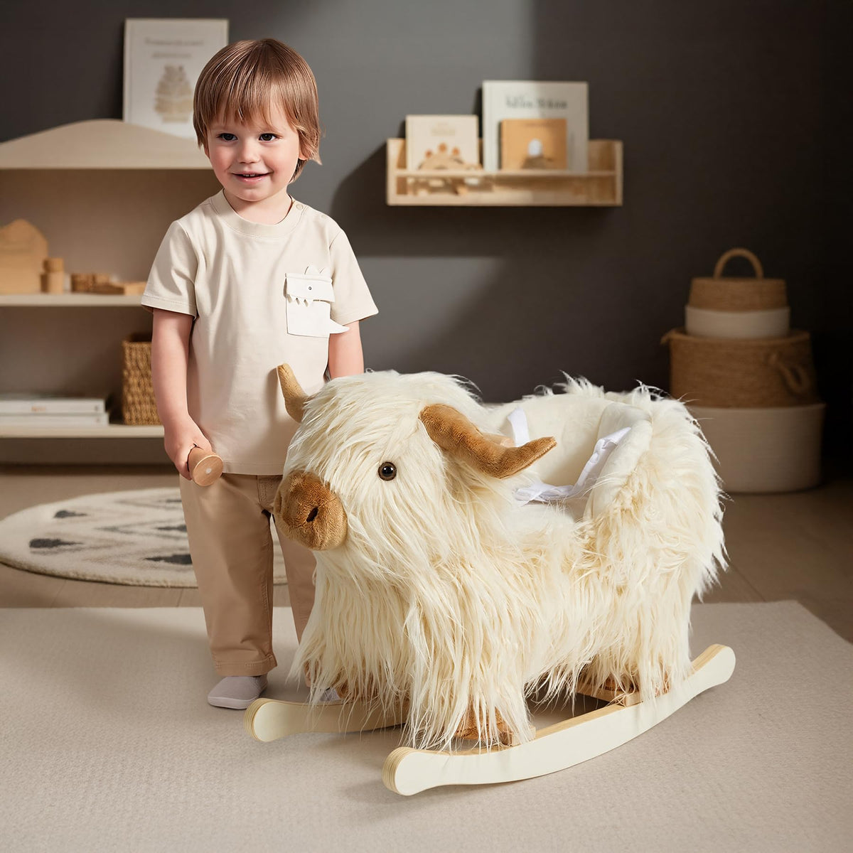 JOLIE VALLÉE TOYS & HOME Highlander cattle side view invites imaginative rides for kids