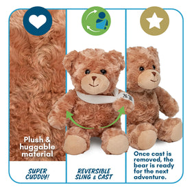 Jolitee Broken Arm Bear reversible sling for both arms and flexible use.