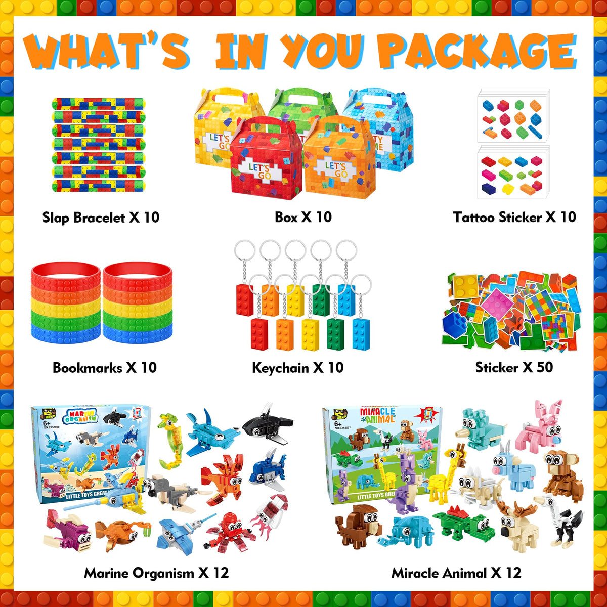 JOLJUMP sea creatures blocks 12-piece display highlights color recognition and play