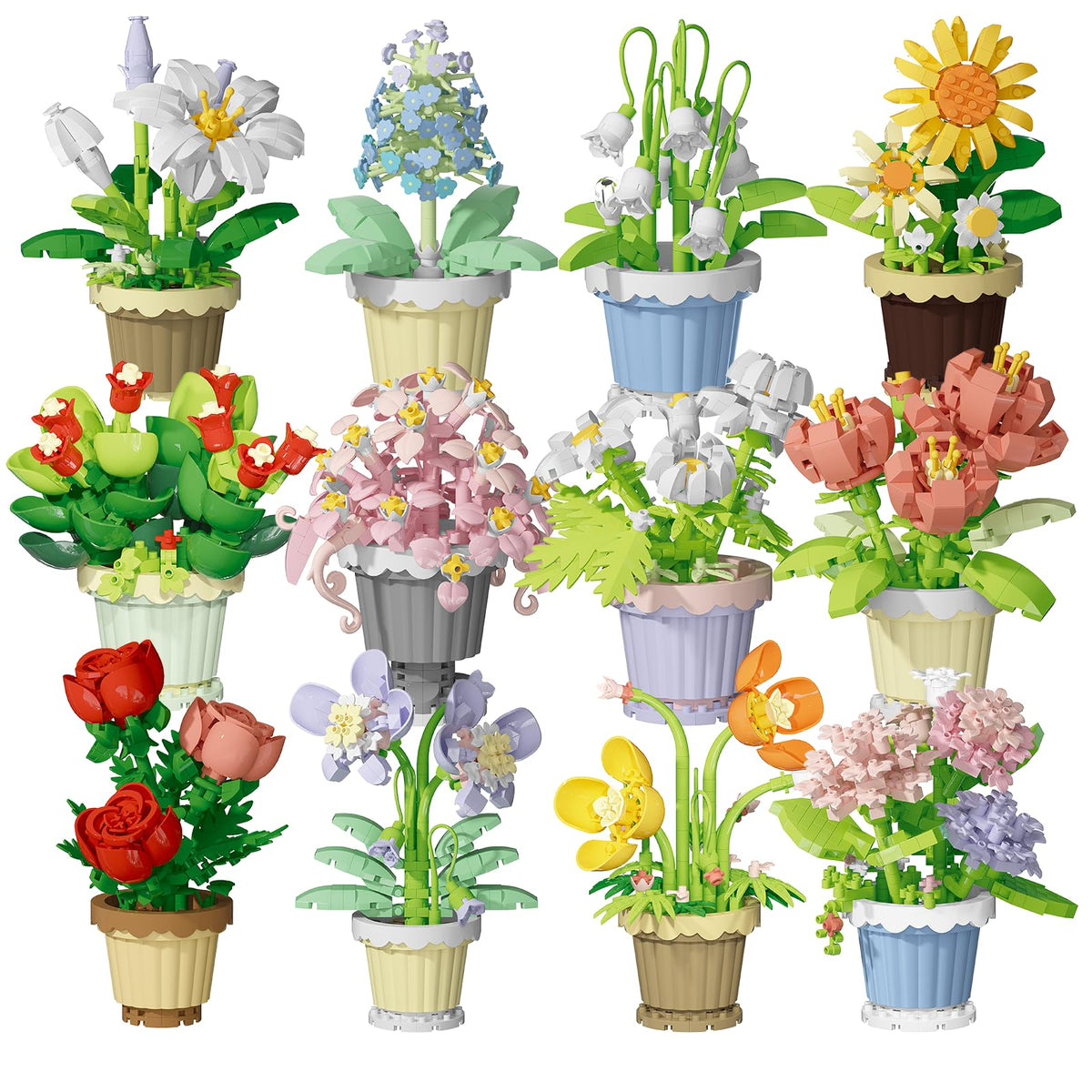 Jollcnoia bonsai flower blocks on a desk create a calming botanical display.