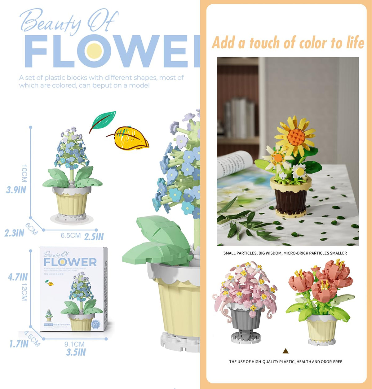 Jollcnoia DIY plant blocks provide tactile decor that enhances focus.