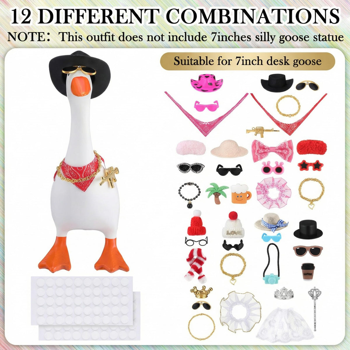 JolliLudo scarf accessory adds color and texture to desk goose decor.