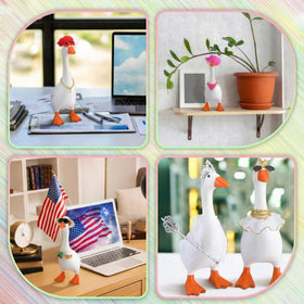 JolliLudo sunglasses and necklace add stylish detail to desk goose.