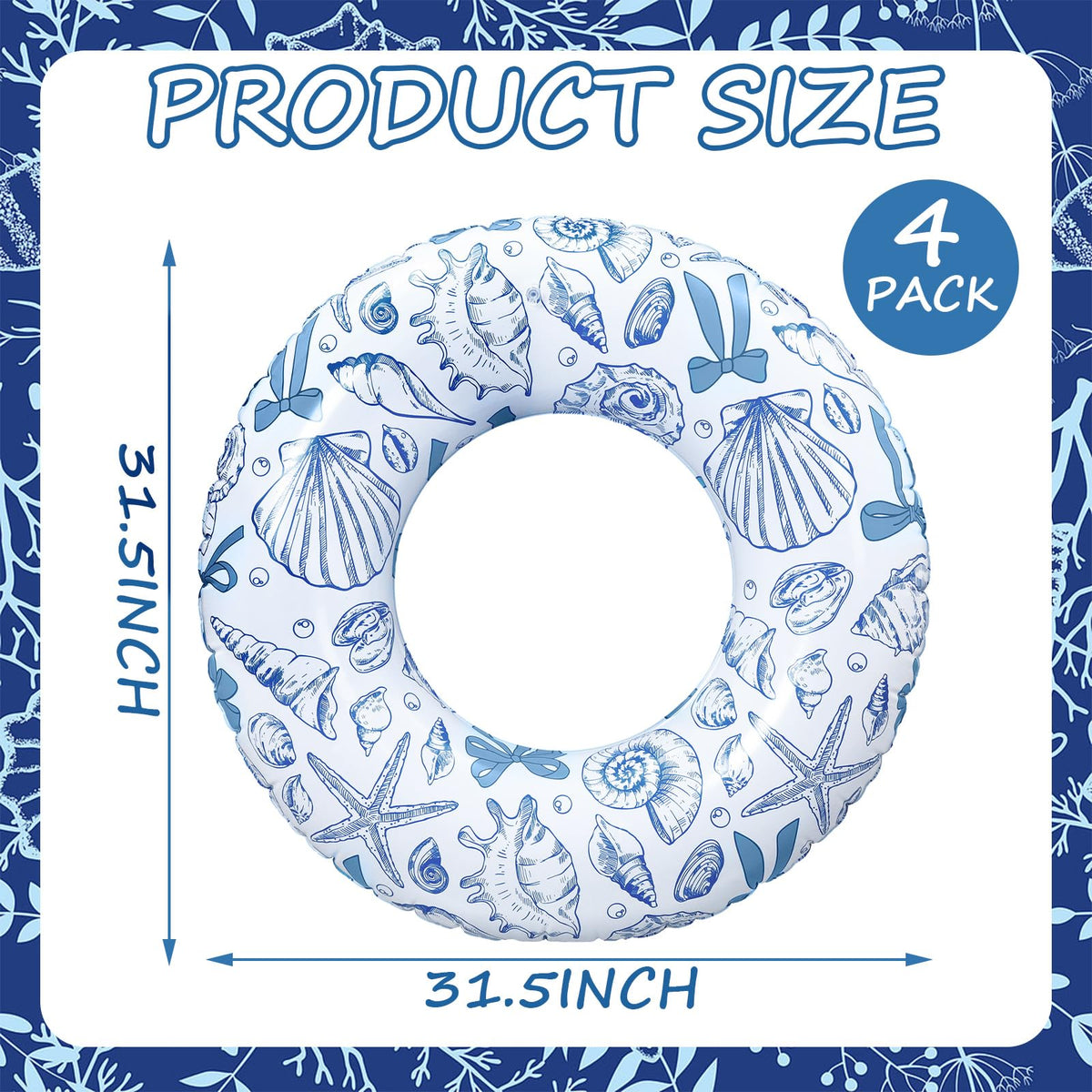 JolliLudo blue seashells pattern floats ideal for relaxing on the water.