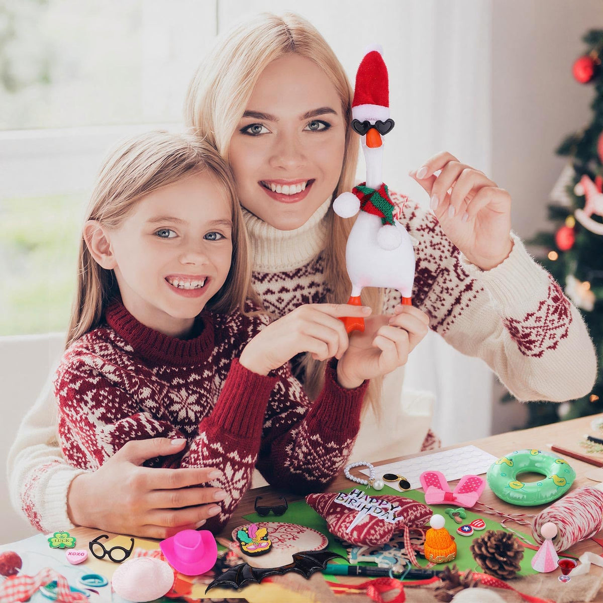 JolliLudo desk goose outfits Christmas look creates festive table decor