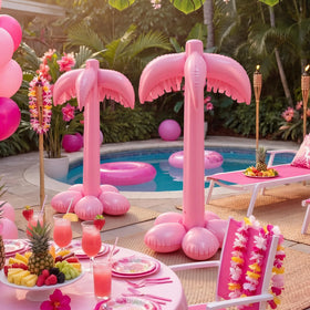 JolliLudo two-pack pink palm trees add striking poolside ambiance.