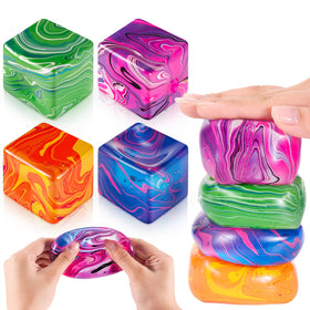 JolliLudo pink gummy squeeze cube with flowing patterns for tactile relief