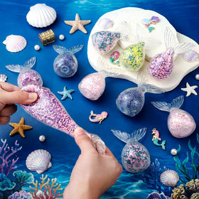 JolliLudo mermaid squeeze ball in vibrant colors brightens desks and gift exchanges.
