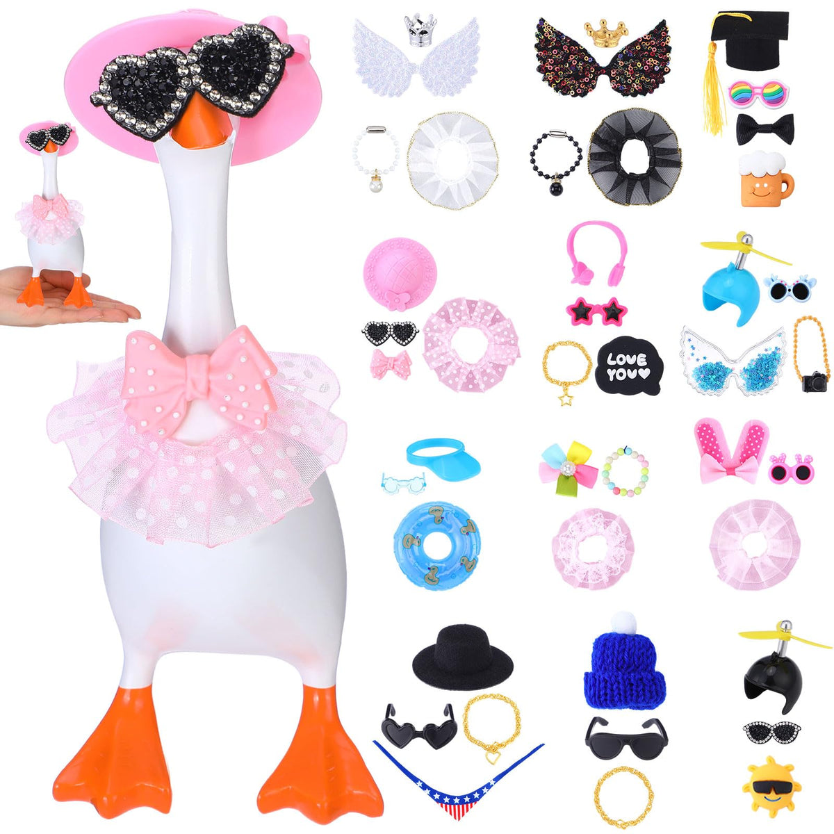 JolliLudo mini goose outfits collection 1: vacation-themed accessories for charming desk décor