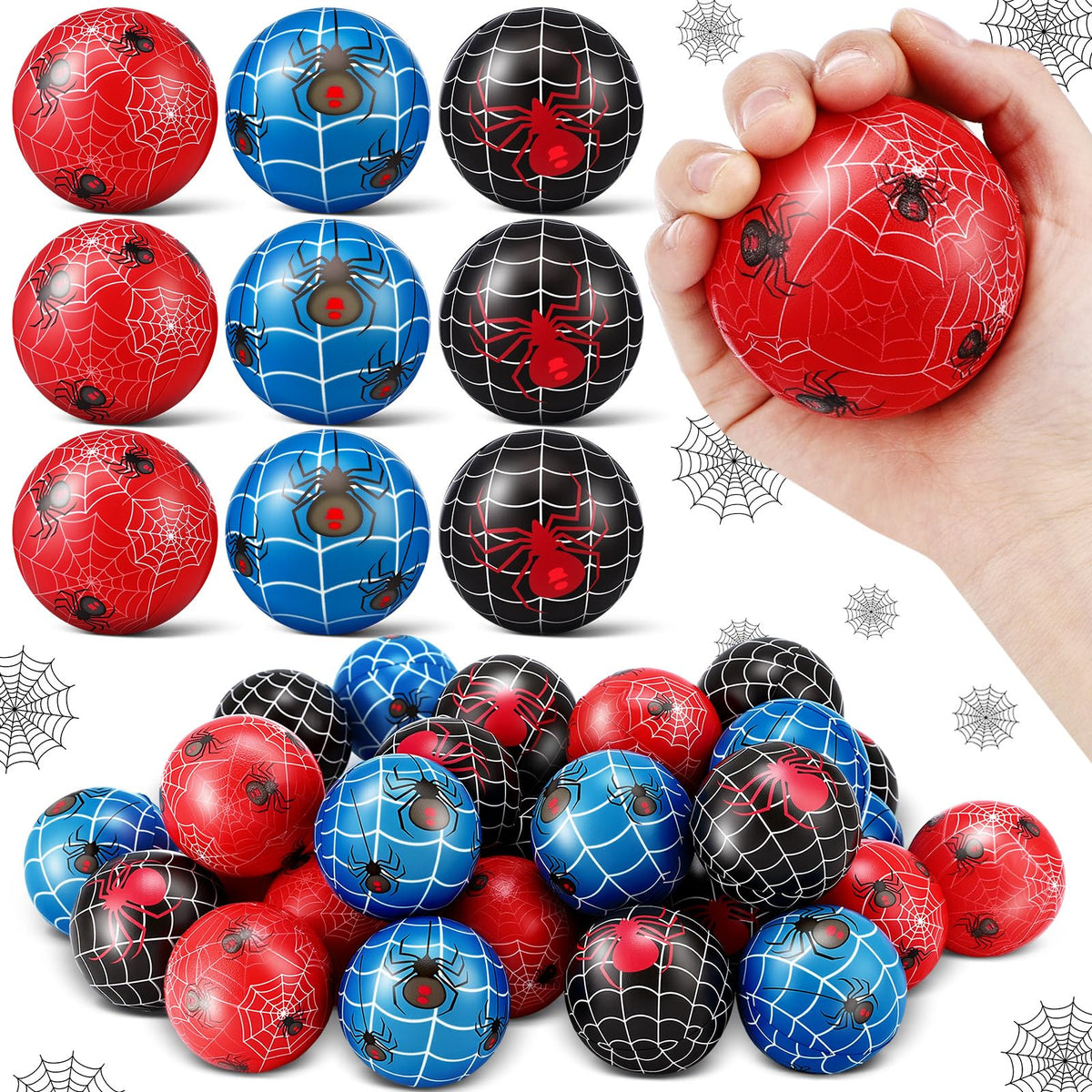JolliLudo spider stress ball with black web and red spider for playful sensory relief.
